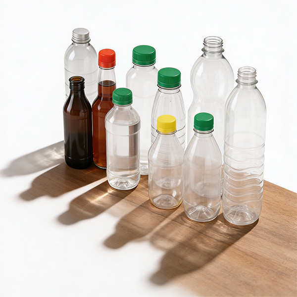 Garrafas PET em composição com luz natural